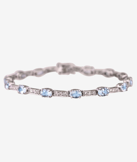 Icy Aqua Diamond Tennis Bracelet