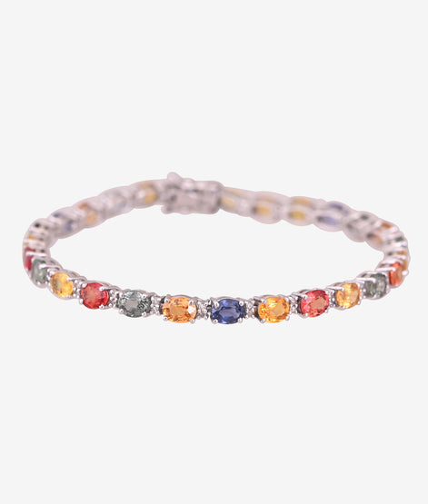 Exquisite Multi-Sapphire & Diamond Tennis Bracelet