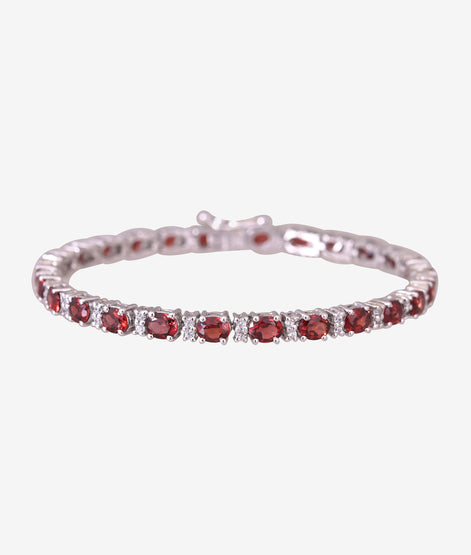 Fiery Red Garnet Line Bracelet