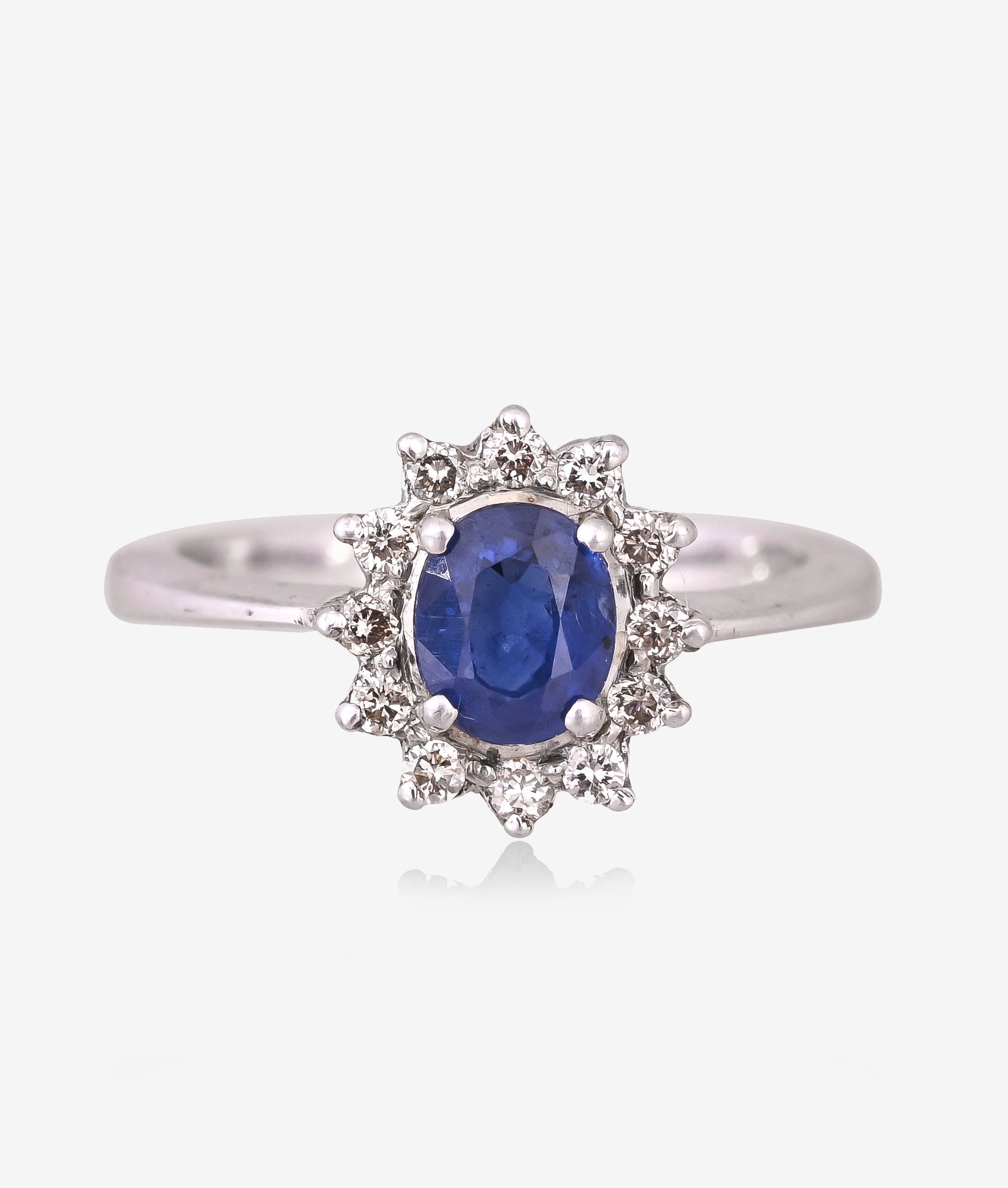 Classic Blue Sapphire and Diamond  Ring