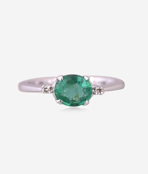 Emerald and Diamond Engagement Ring