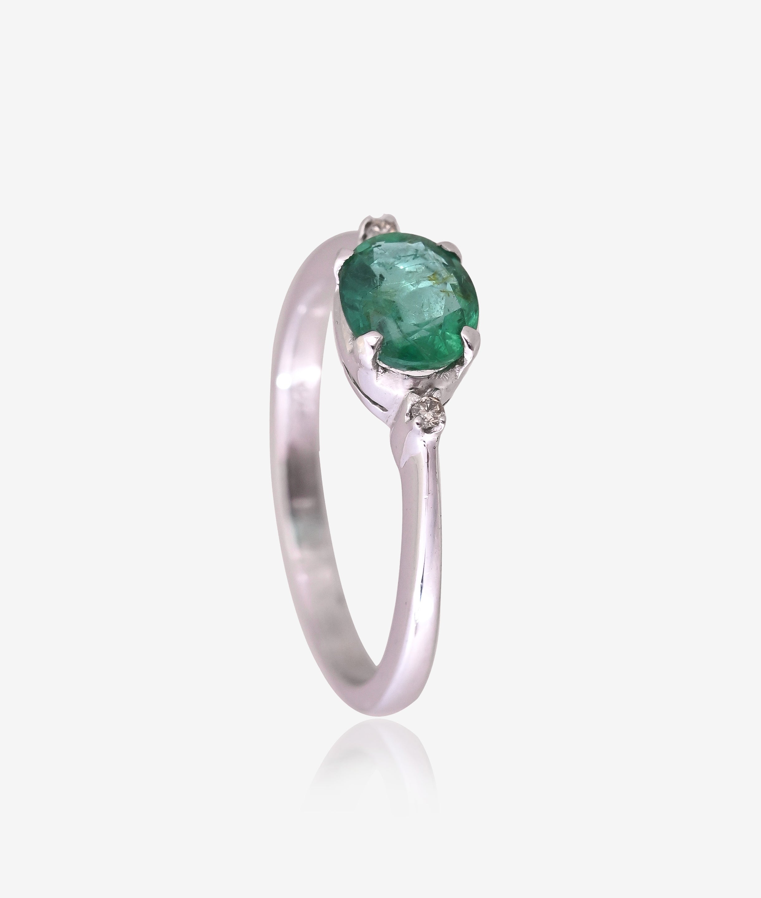 Emerald and Diamond Engagement Ring