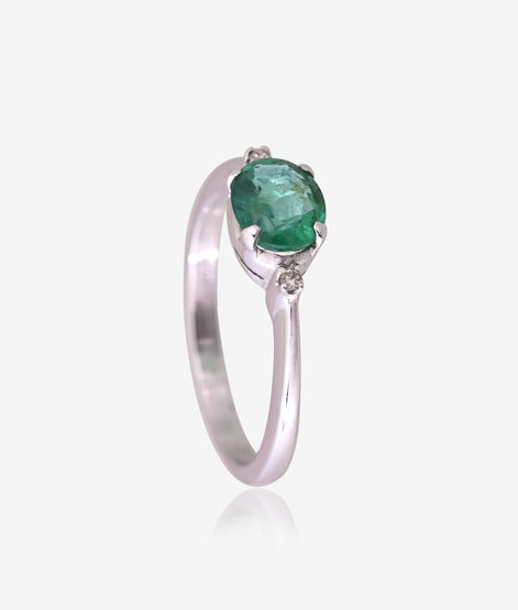 Emerald and Diamond Engagement Ring