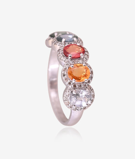 Vibrant Multi Sapphire Diamond Cocktail Ring