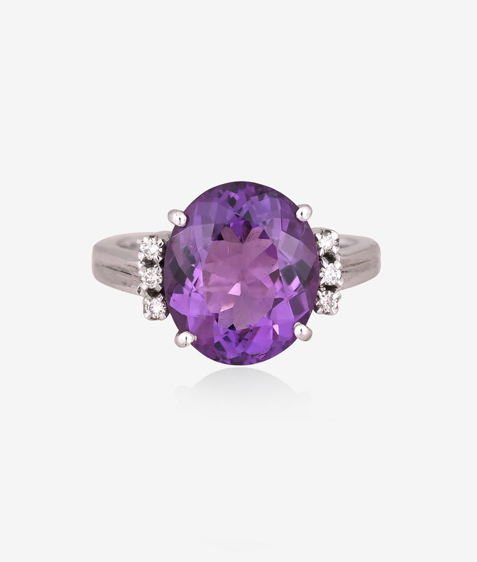 Purple Aura Amethyst Spark Ring