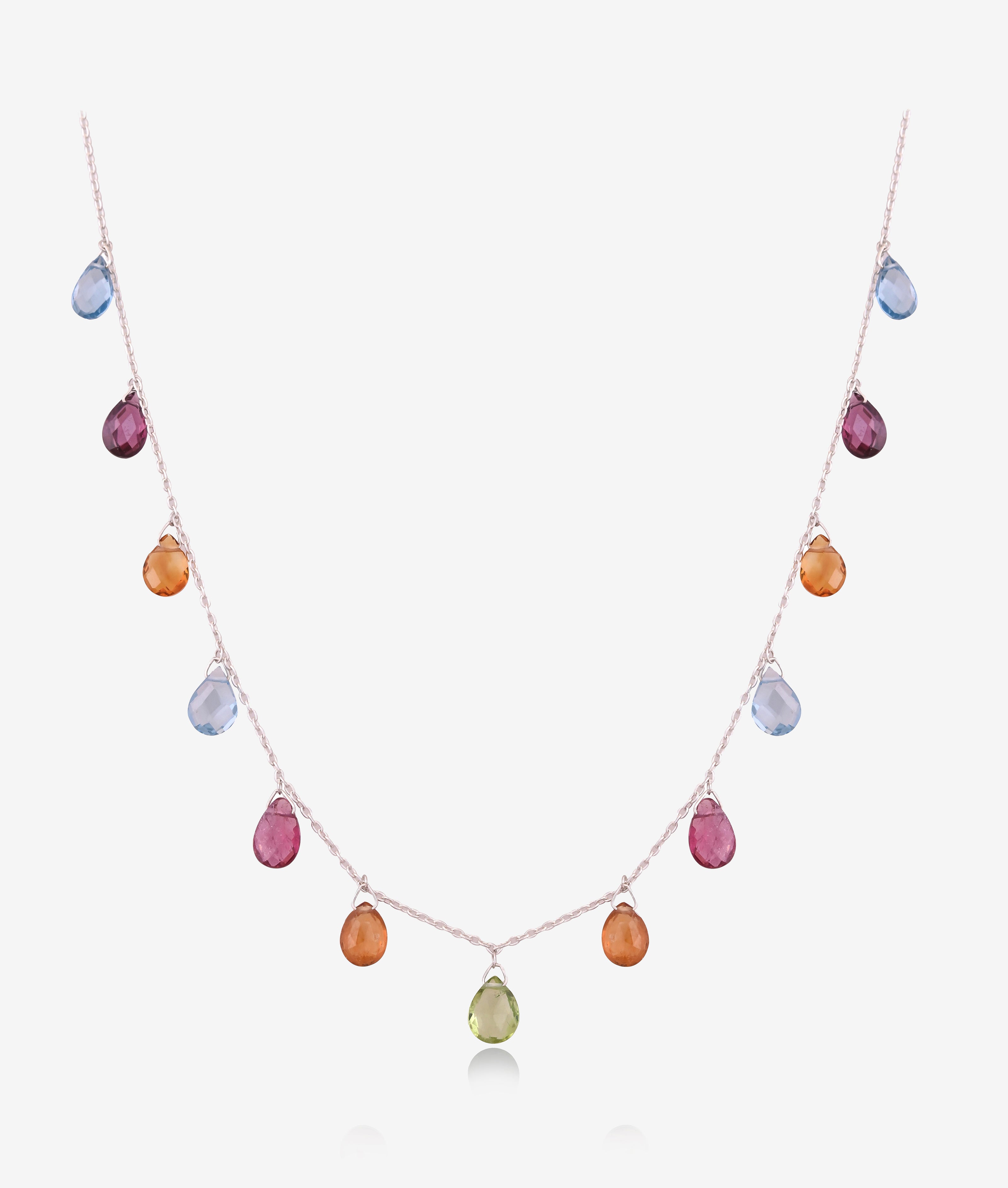 Vibrant Multi Stone Chain Necklace