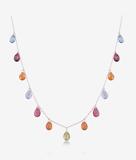 Vibrant Multi Stone Chain Necklace