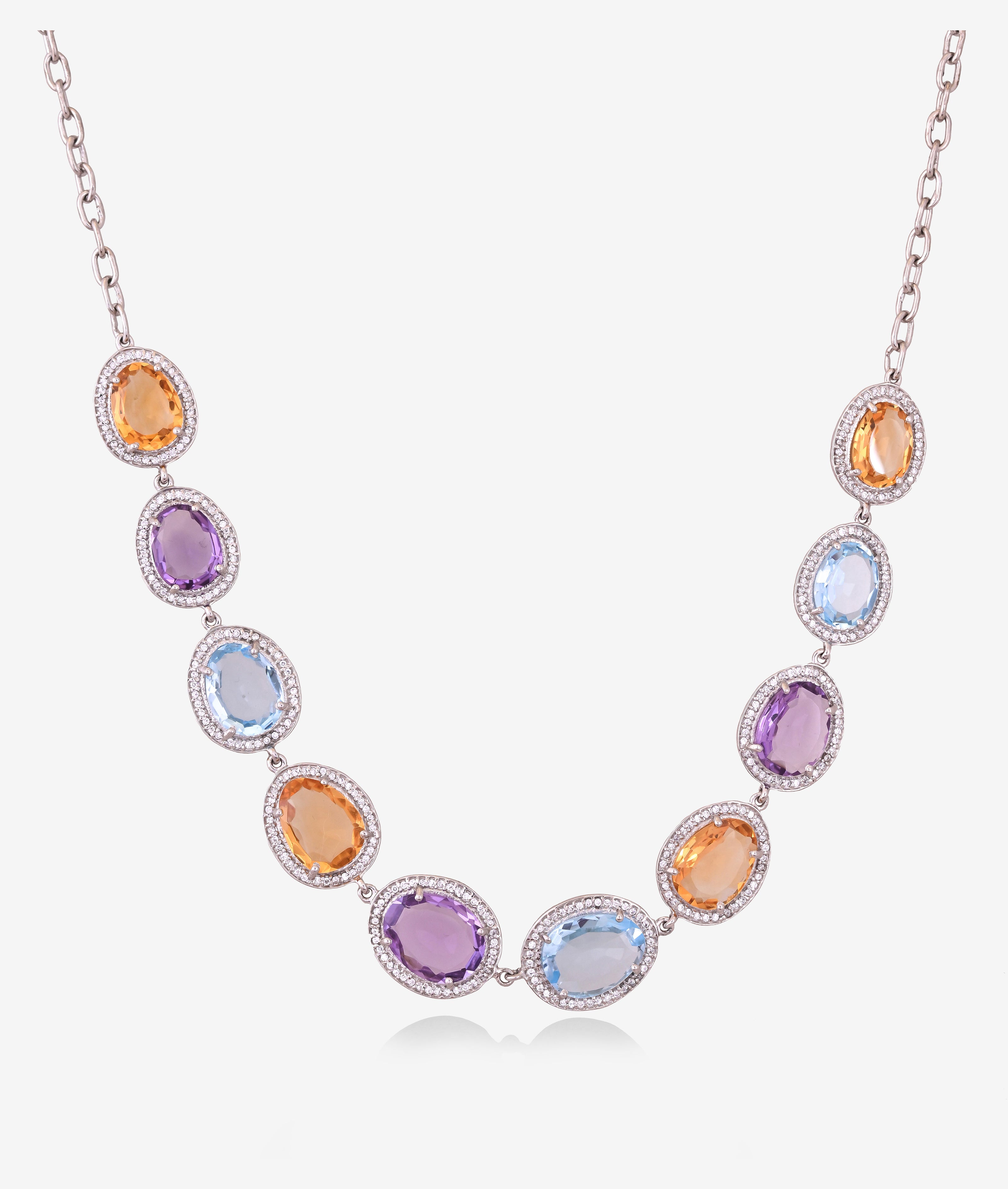 Multi Gemstone Cluster Necklace Set