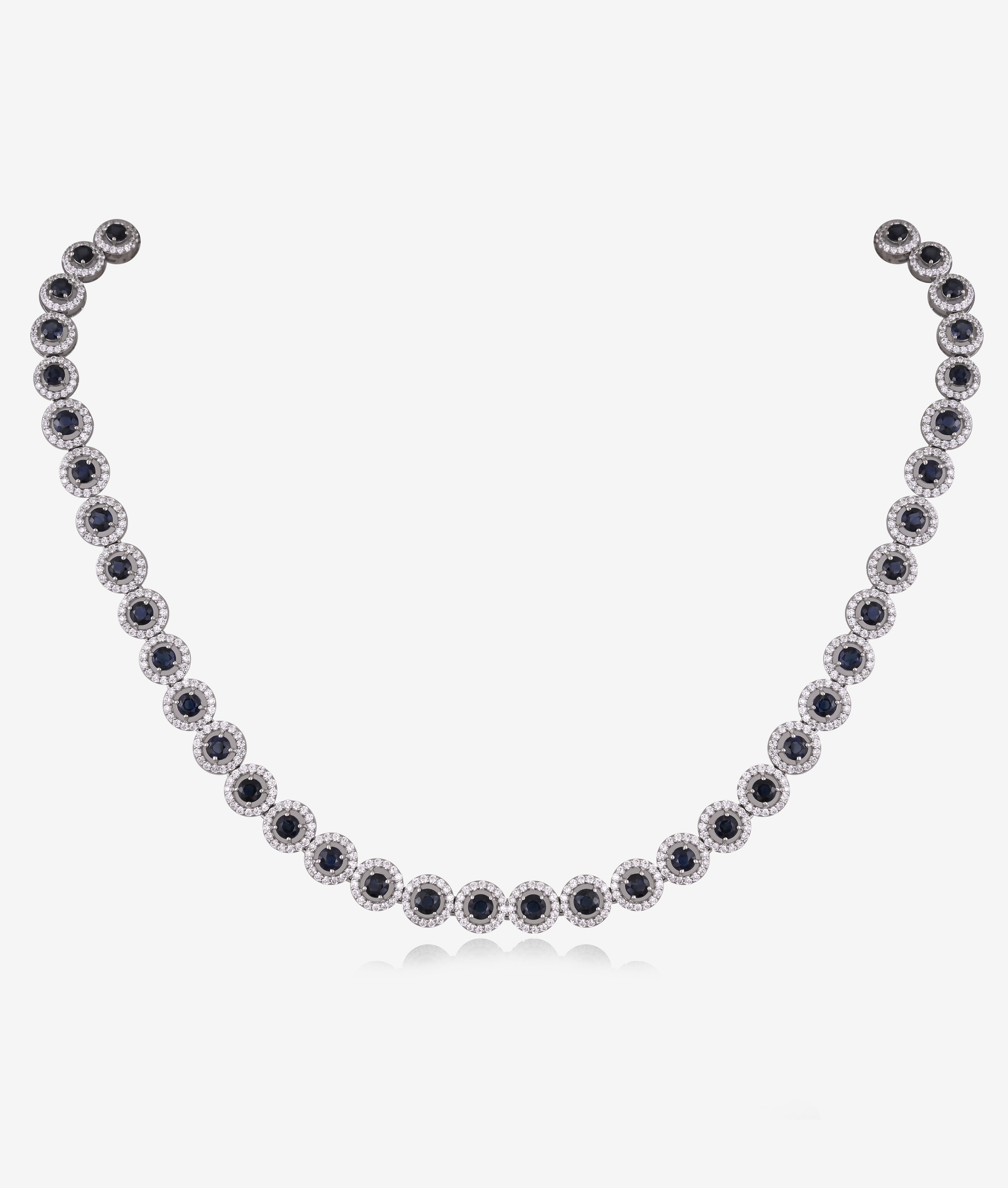 Regal Deep Blue Sapphire Necklace Set