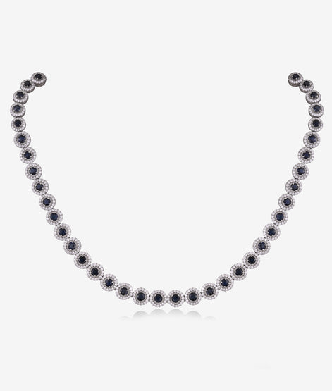 Regal Deep Blue Sapphire Necklace Set