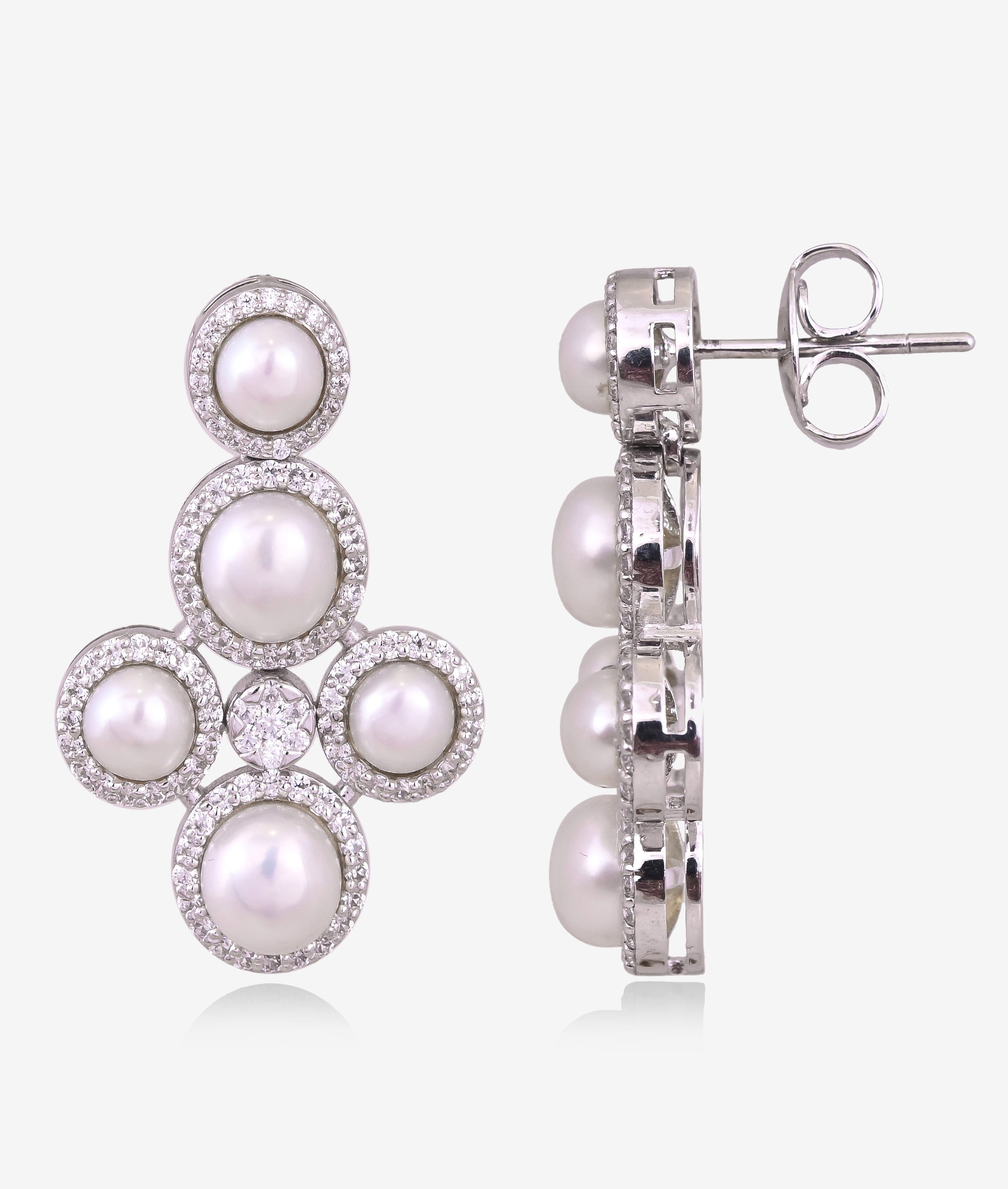 Classic Diamond Pearl Necklace Set