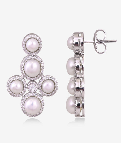 Classic Diamond Pearl Necklace Set