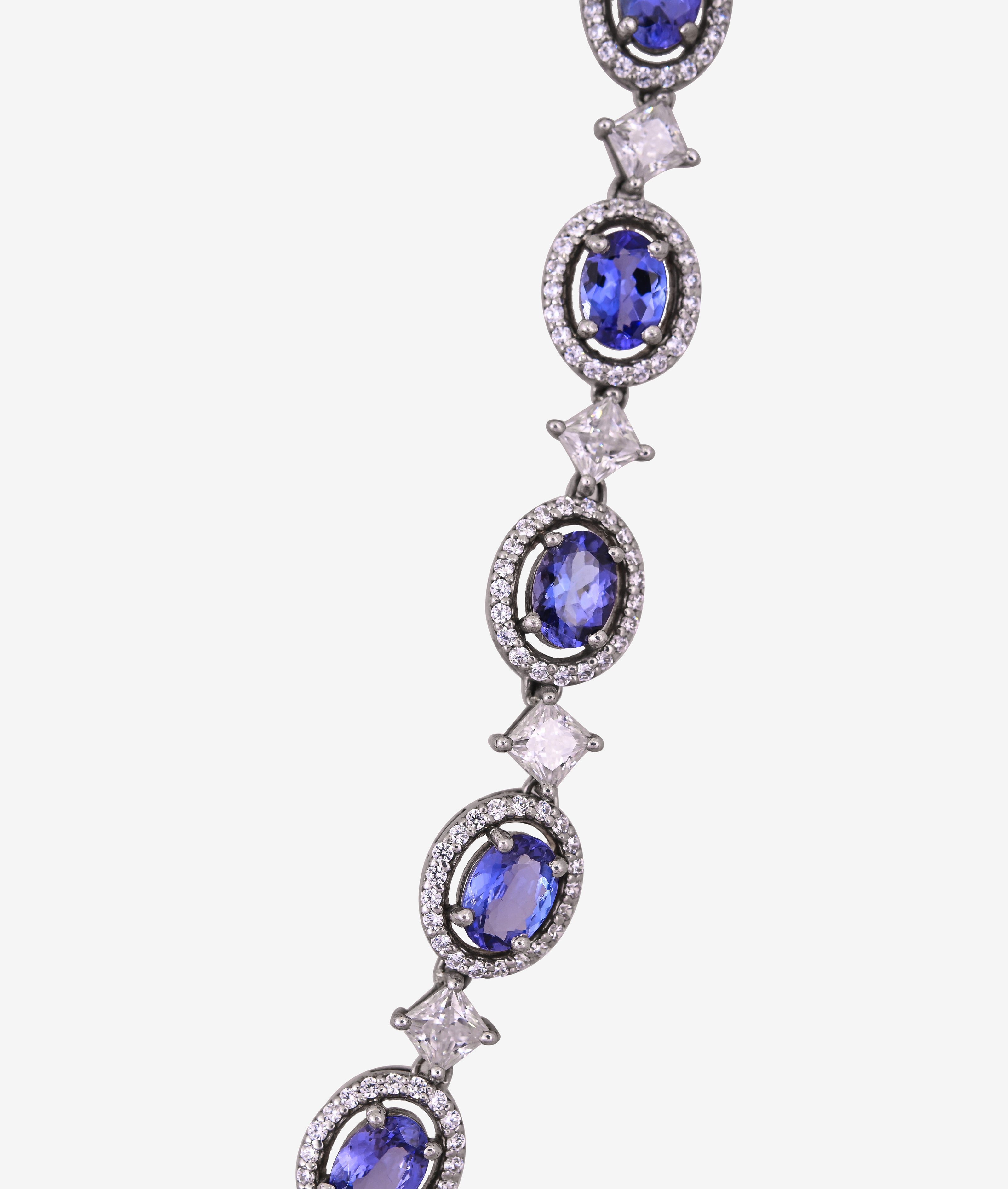 Exotic Tanzanite & Moissanite Halo Necklace Set