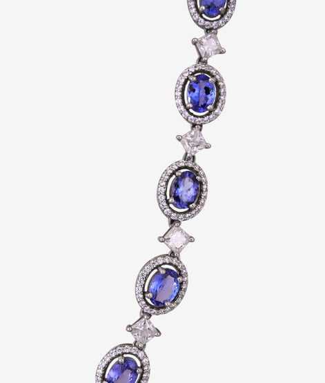Exotic Tanzanite & Moissanite Halo Necklace Set