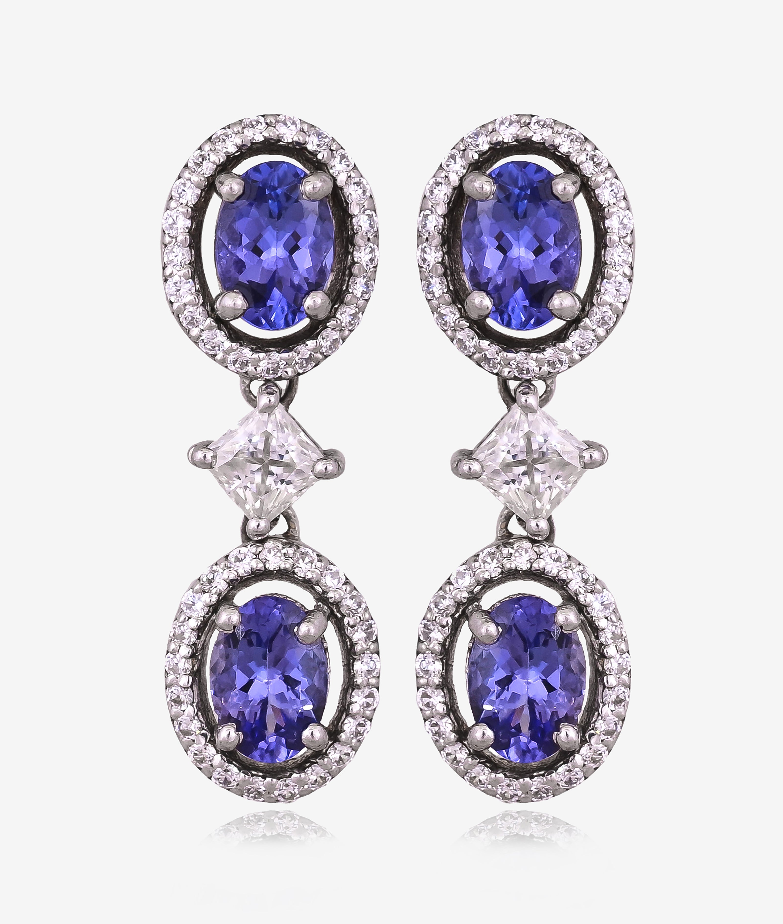 Exotic Tanzanite & Moissanite Halo Necklace Set