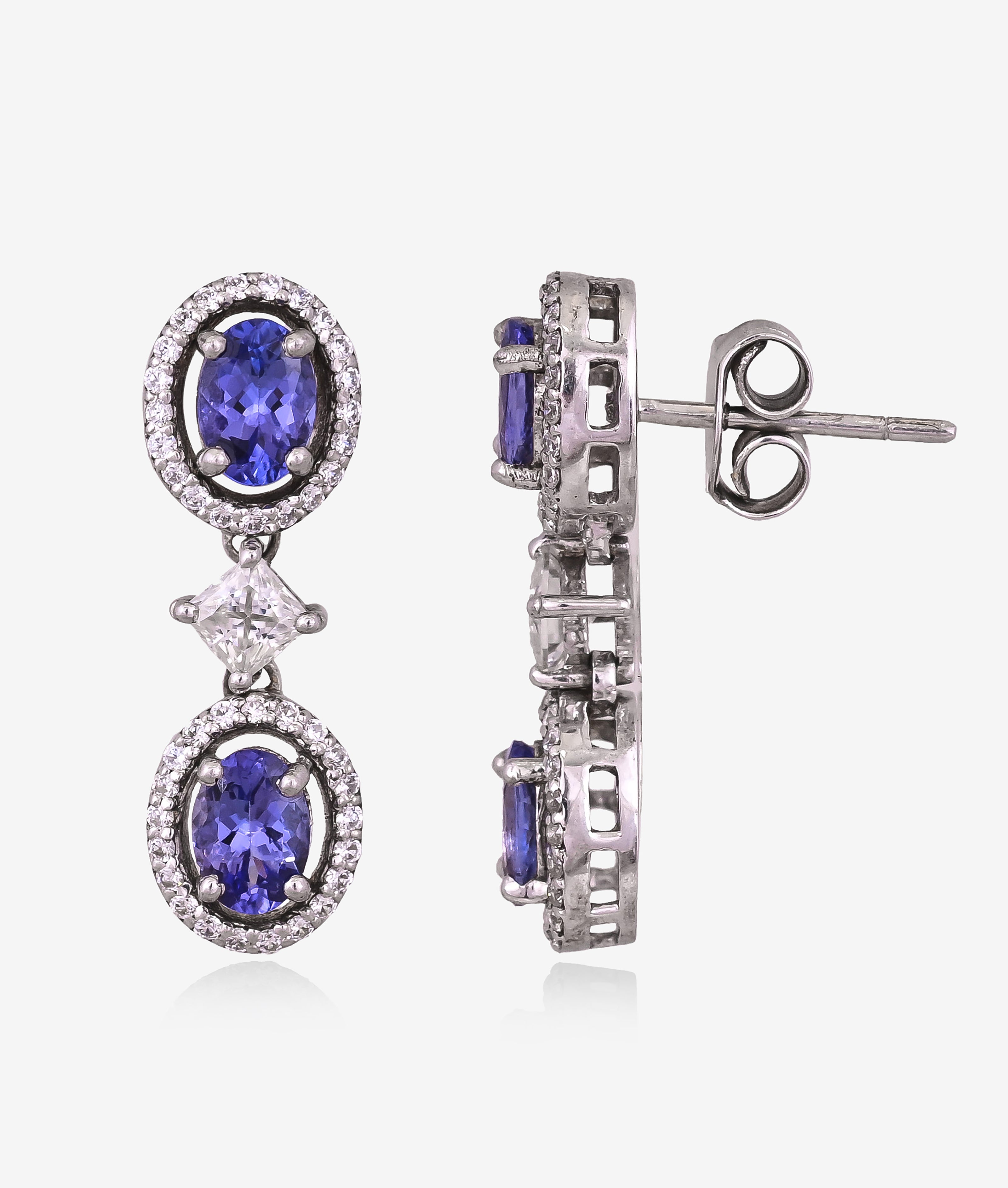 Exotic Tanzanite & Moissanite Halo Necklace Set