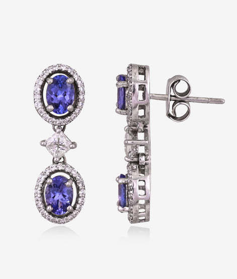 Exotic Tanzanite & Moissanite Halo Necklace Set