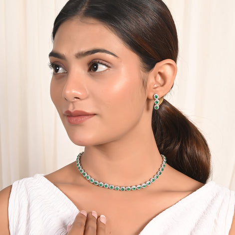 Natural Emerald and Diamond Necklace Set