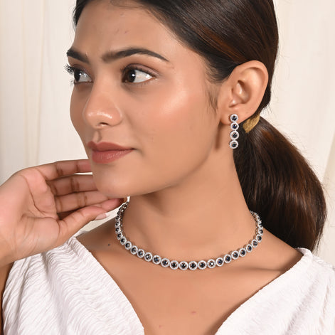 Regal Deep Blue Sapphire Necklace Set