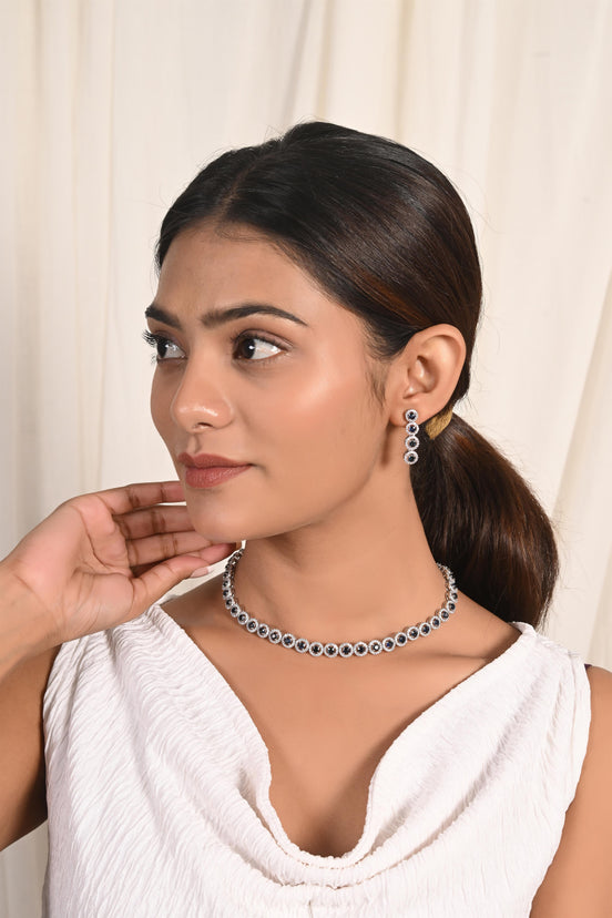 Regal Deep Blue Sapphire Necklace Set