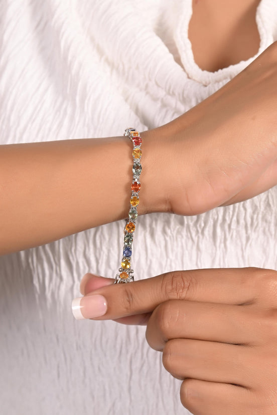 Exquisite Multi-Sapphire & Diamond Tennis Bracelet