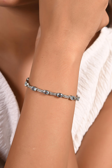 Icy Aqua Diamond Tennis Bracelet