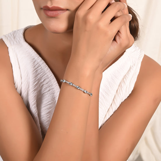 Icy Aqua Diamond Tennis Bracelet