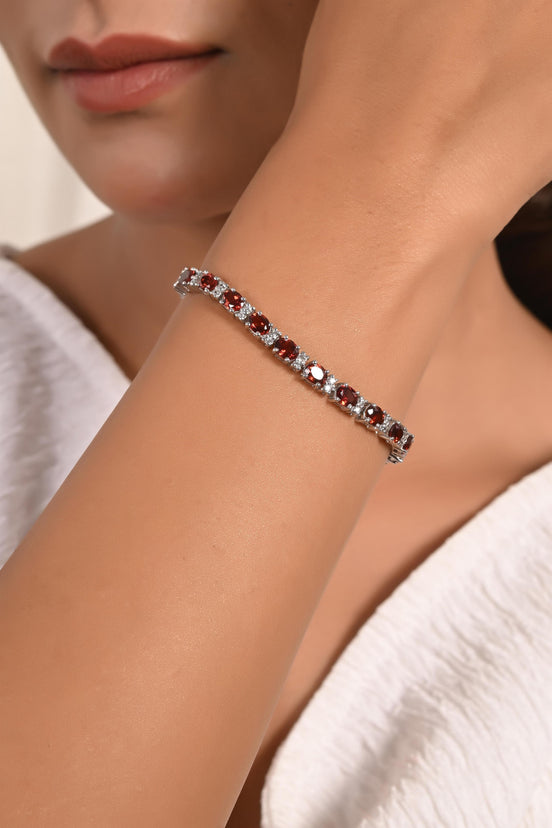 Fiery Red Garnet Line Bracelet