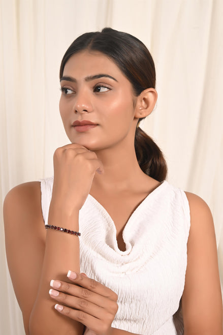 Deep Red Garnet Statement Bracelet