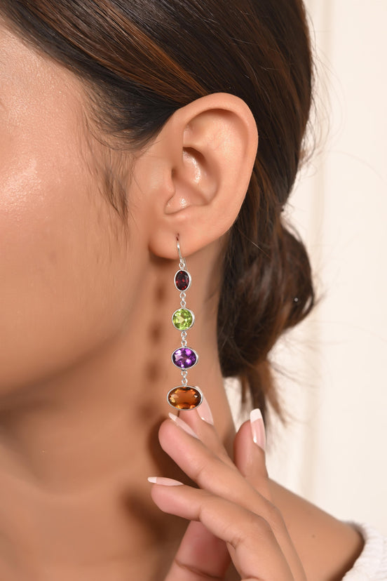 Prismatic Glow Multi-Stone Earrings