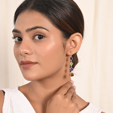 Prismatic Glow Multi-Stone Earrings