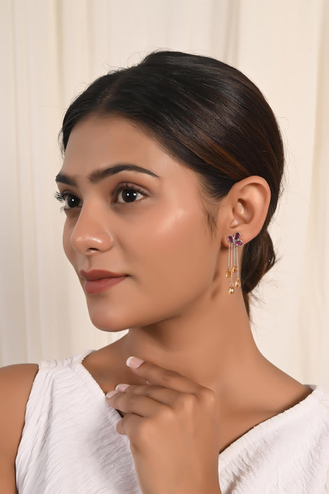 Vibrant Citrtin & Amethyst Briolette Drop Earrings