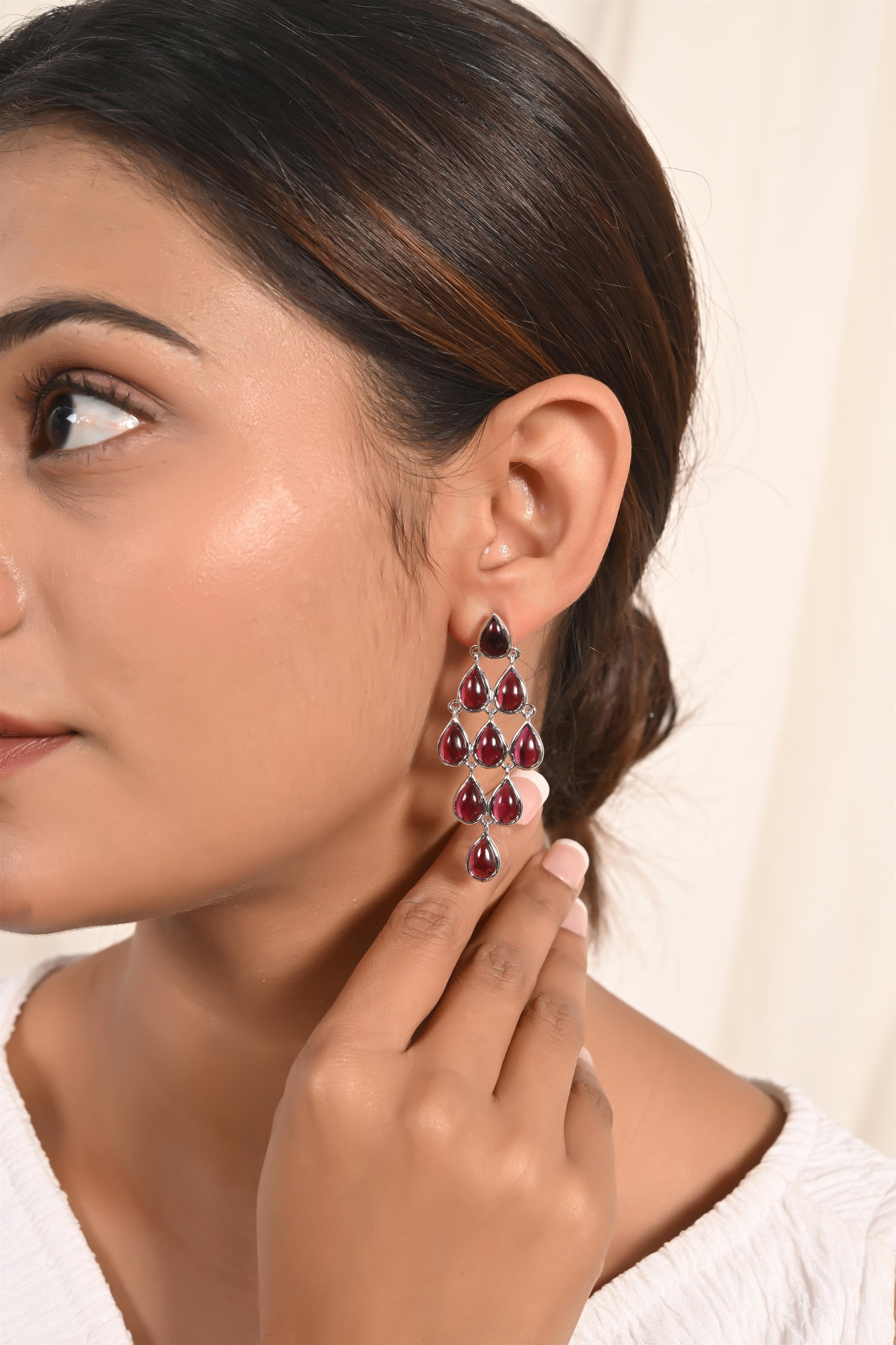 Passionate Red Garnet Teardrop Earrings