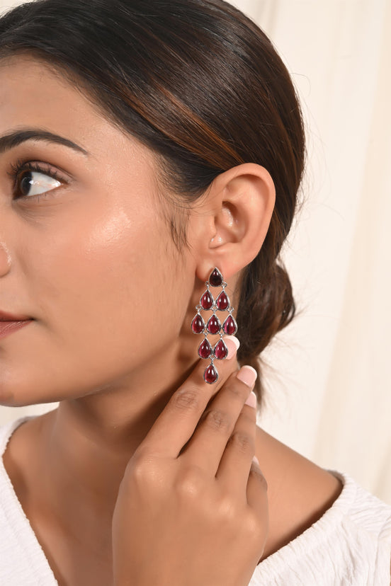 Passionate Red Garnet Teardrop Earrings