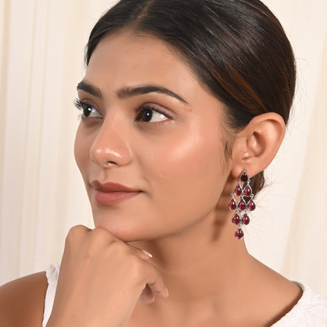 Passionate Red Garnet Teardrop Earrings