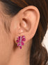 Ruby Diamond Floral Cluster Earrings