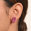 Ruby Diamond Floral Cluster Earrings