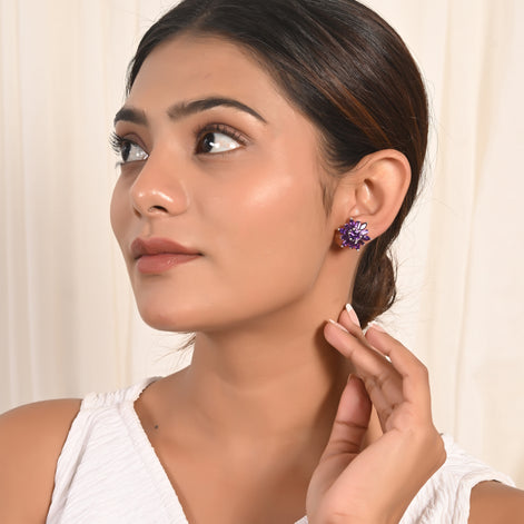 Royal Amethyst Floral Stud Earrings