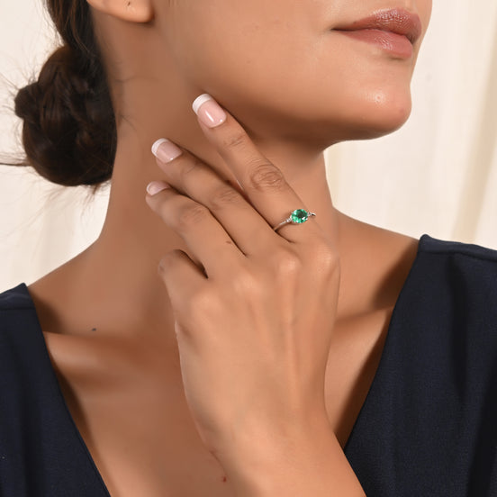 Emerald and Diamond Engagement Ring