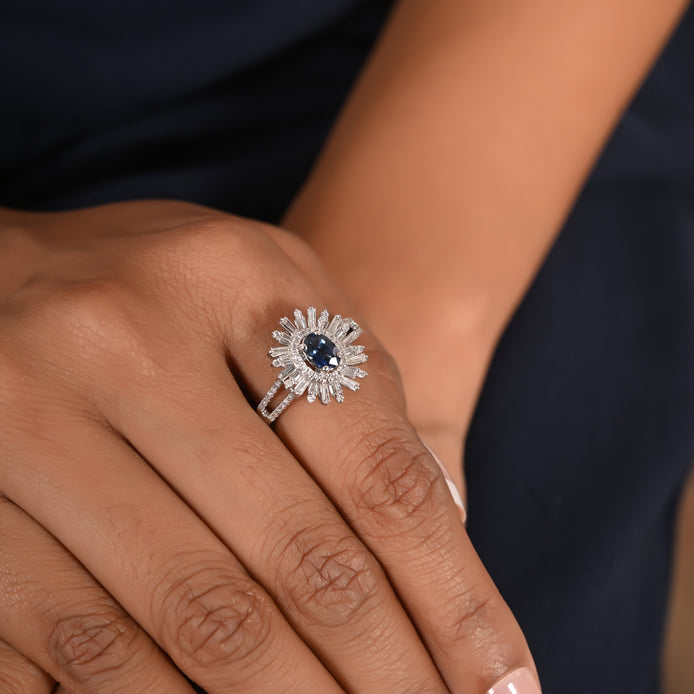 Blue Royale Sapphire Diamond Ring