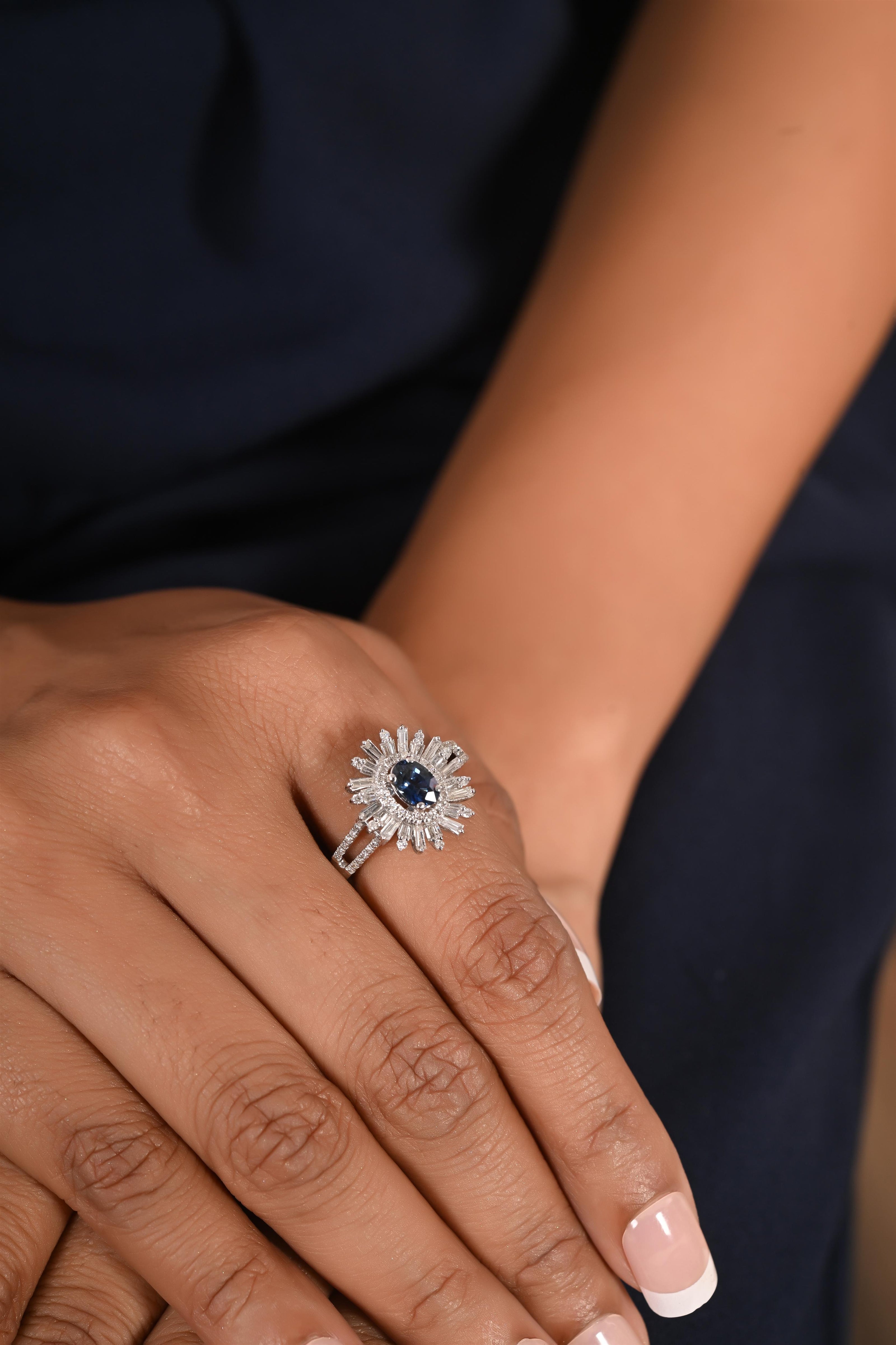 Blue Royale Sapphire Diamond Ring