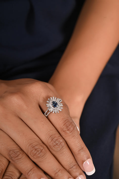 Blue Royale Sapphire Diamond Ring