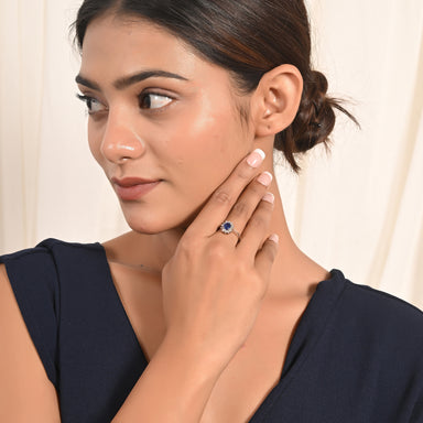 Classic Blue Sapphire and Diamond  Ring