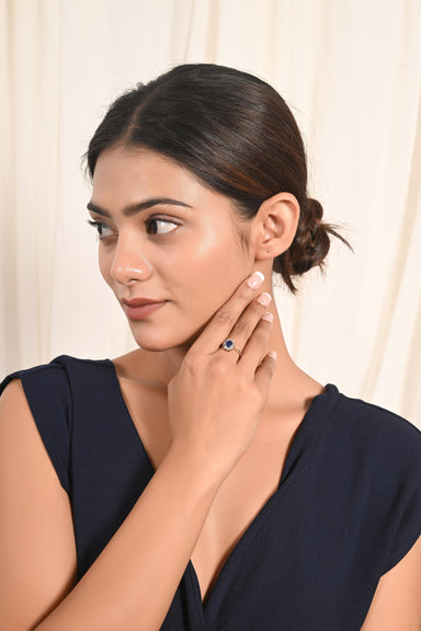 Classic Blue Sapphire and Diamond  Ring