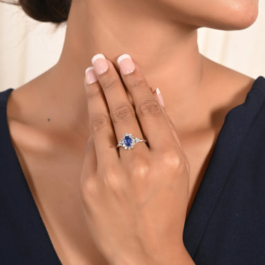 Classic Blue Sapphire and Diamond  Ring