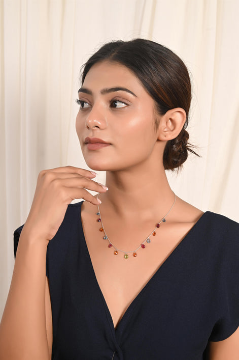 Vibrant Multi Stone Chain Necklace