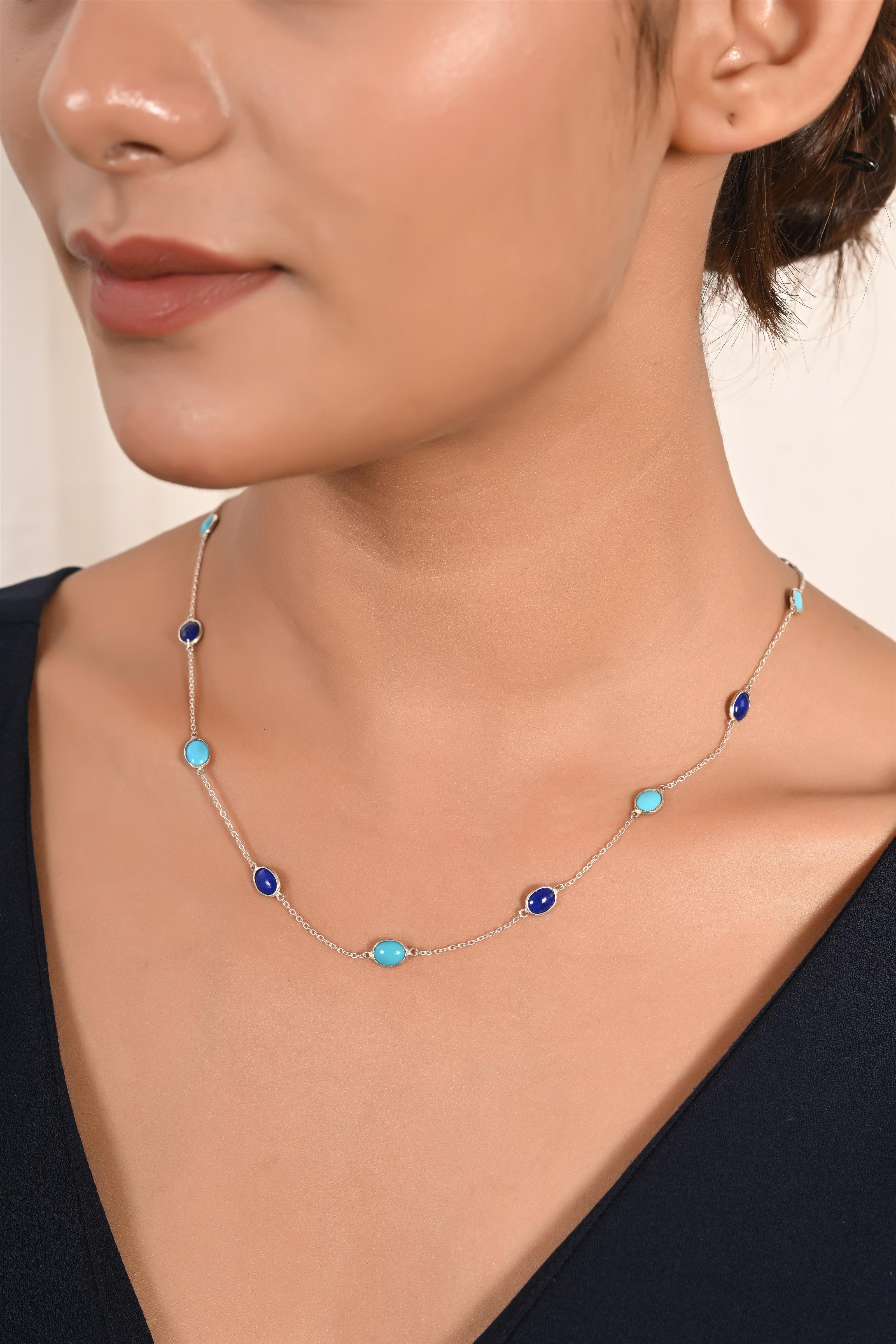 Twilight Duo Lapis & Turquoise Chain