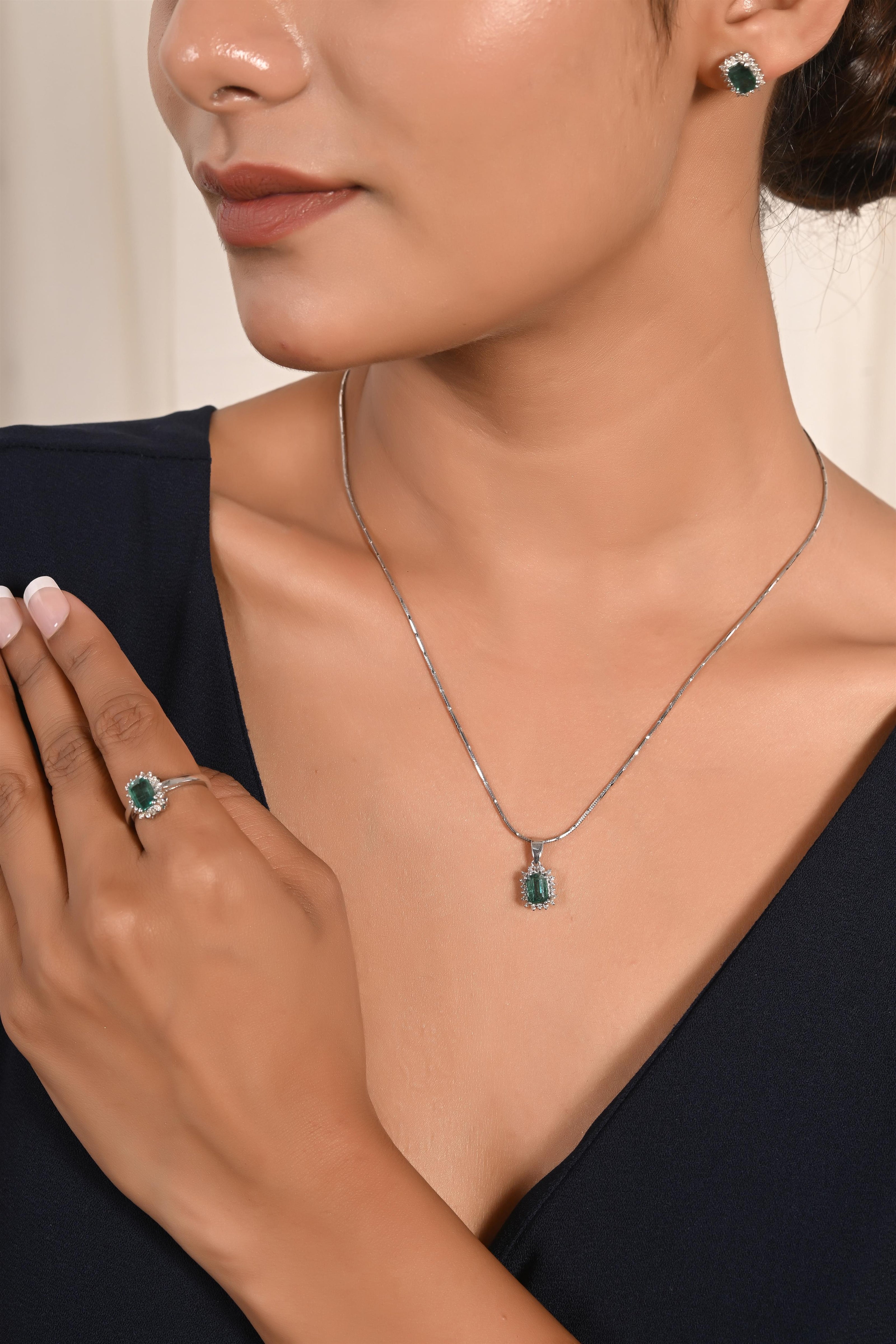 Emerald & Diamond Necklace Set of 3