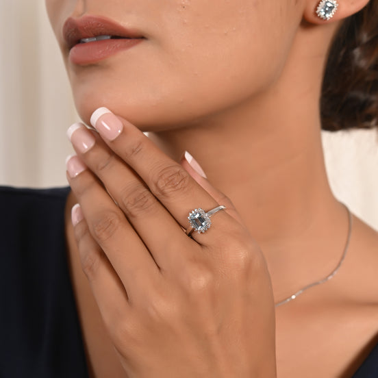 Icy Blue Aqua Diamond Necklace Set of 3 Piece