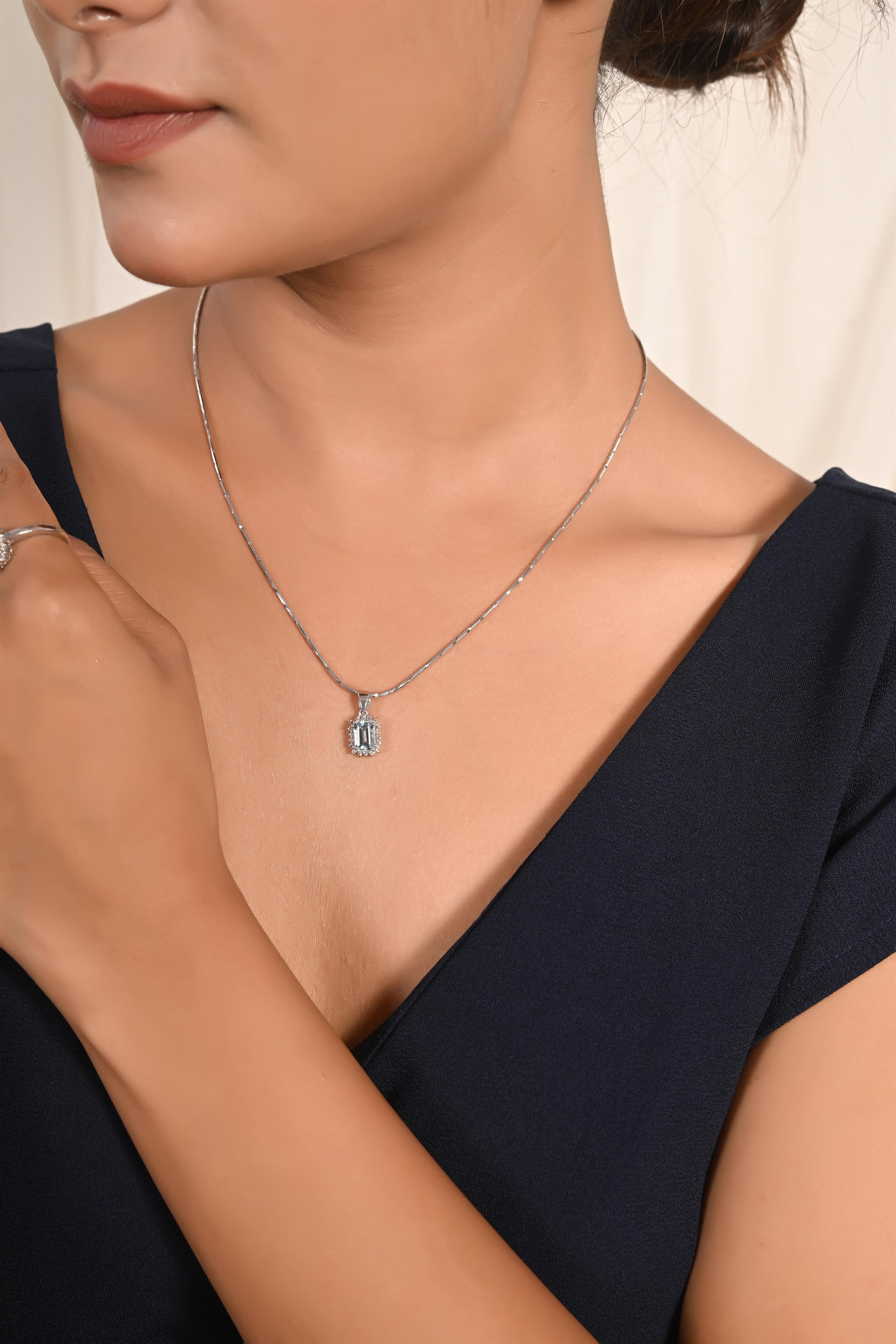 Icy Blue Aqua Diamond Necklace Set of 3 Piece